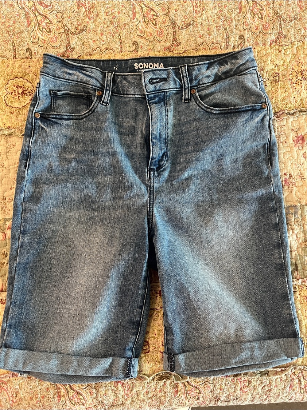 SONOMA Light Blue Rolled-Hem Denim Bermuda Shorts